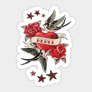 Rebel Heart Retro Tattoo Sticker